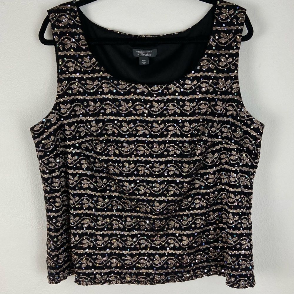 Vintage Dressbarn Embroidered Sequin‎ Top Layering CottageCore Boho Holidays 18W